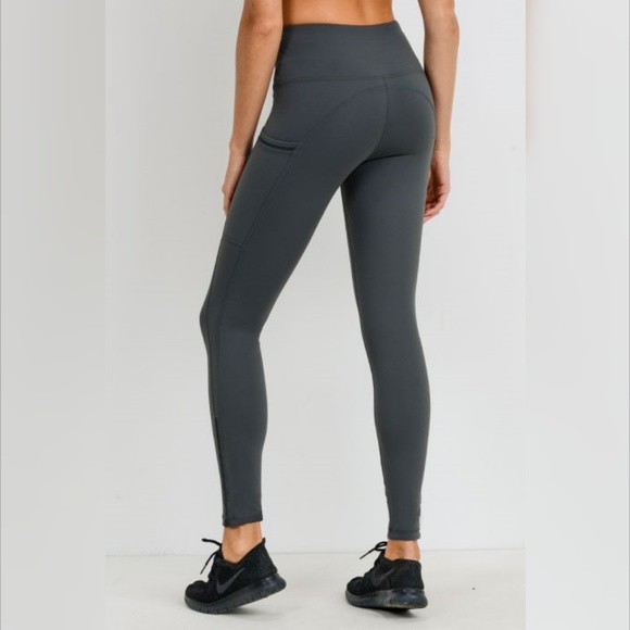 Highwaist Side-Mesh & Slit Full Leggings - Kale - Picture 2 of 6